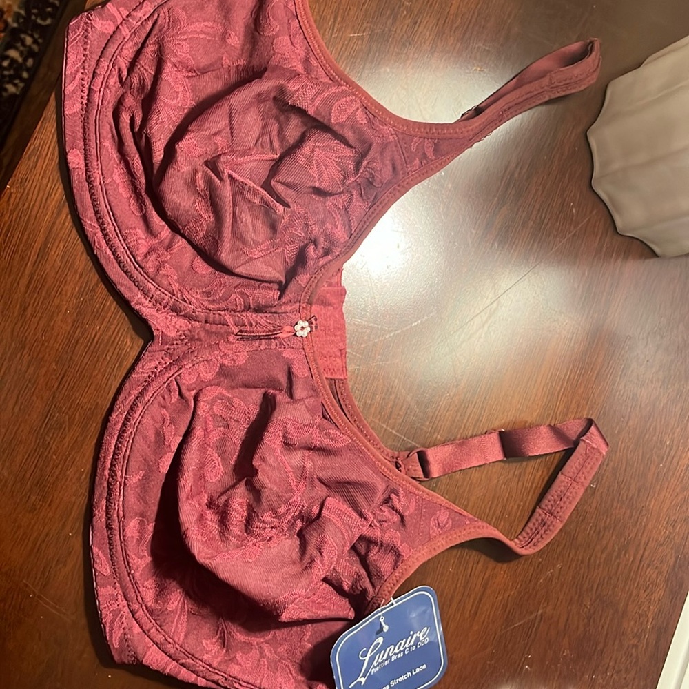 Womens lunaire size 40DDD burgundy lace bra NWT